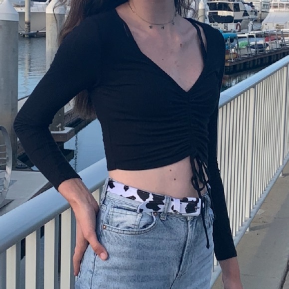 Garage Tops - Cinched Black Long Sleeve